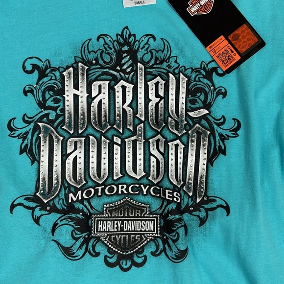 NWT Harley-Davidson Women's Teal Aruba Graphic Tee - S - Picture 2 of 6